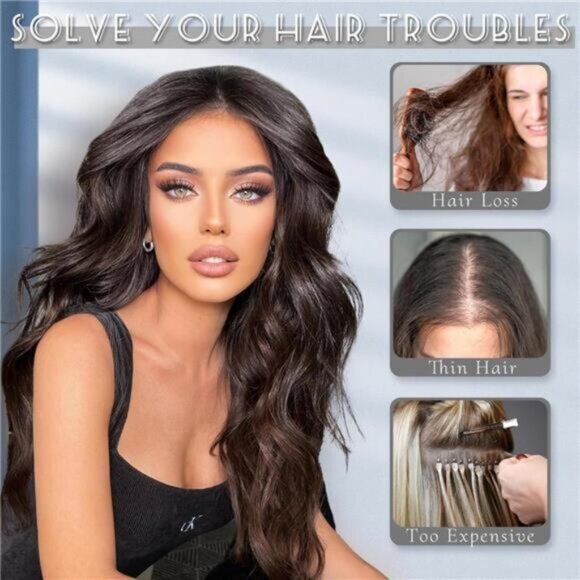 Hair Extensions 4 Secure Clips in, Light Ash Brown with Blonde Highlights - Picture 3 of 6